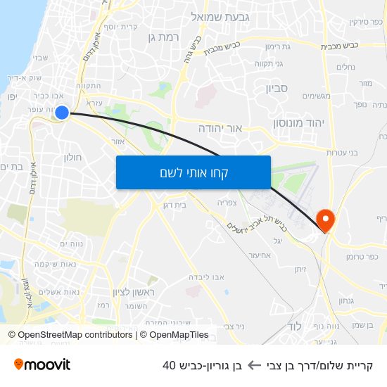 מפת קריית שלום/דרך בן צבי לבן גוריון-כביש 40