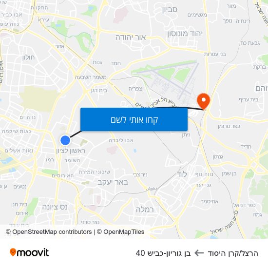 מפת הרצל/קרן היסוד לבן גוריון-כביש 40