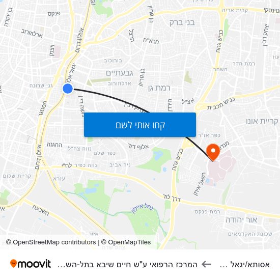 מפת אסותא/יגאל אלון להמרכז הרפואי ע"ש חיים שיבא בתל-השומר