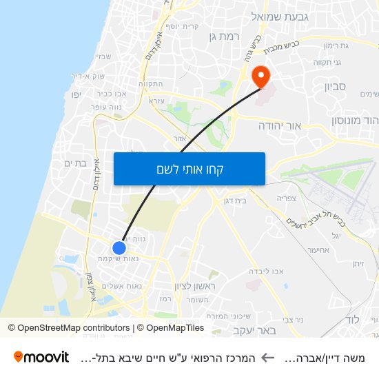 מפת משה דיין/אברהם בר להמרכז הרפואי ע"ש חיים שיבא בתל-השומר