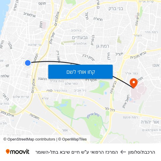 מפת הרכבת/סלומון להמרכז הרפואי ע"ש חיים שיבא בתל-השומר