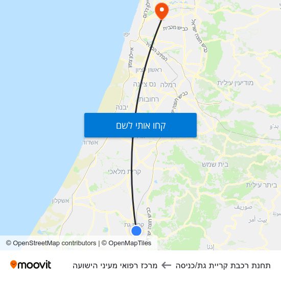 מפת תחנת רכבת קריית גת/כניסה למרכז רפואי מעיני הישועה