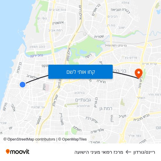 מפת ריינס/גורדון למרכז רפואי מעיני הישועה