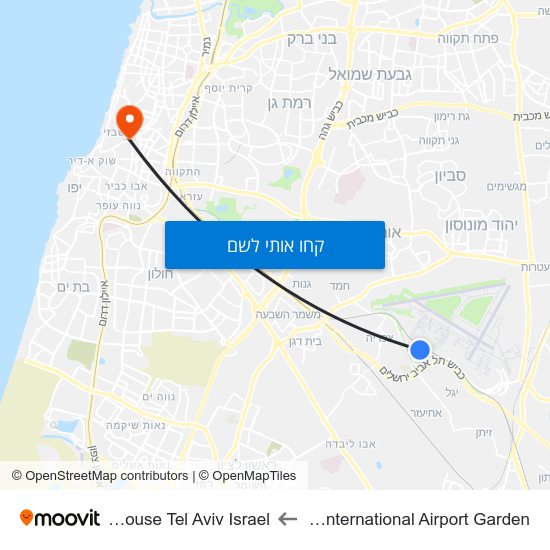 מפת Ben Gurion International Airport Garden לRena s House Tel Aviv Israel