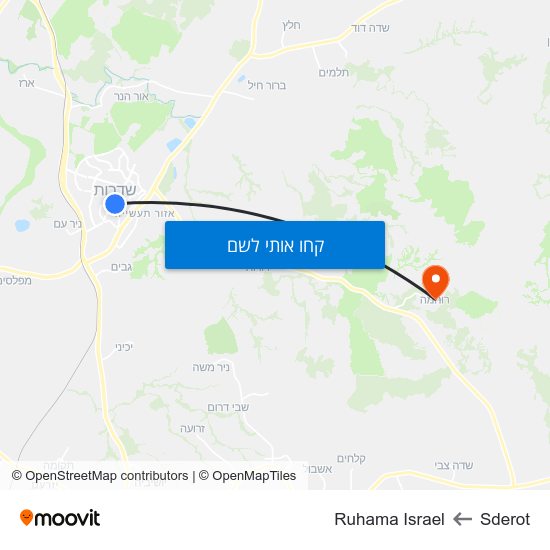 מפת Sderot לRuhama Israel