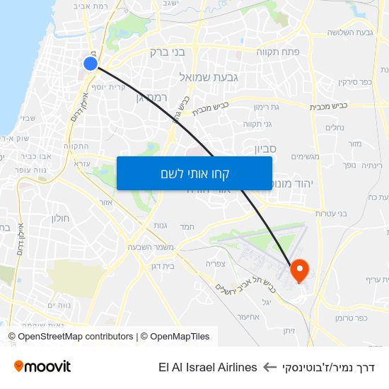 מפת דרך נמיר/ז'בוטינסקי לEl Al Israel Airlines