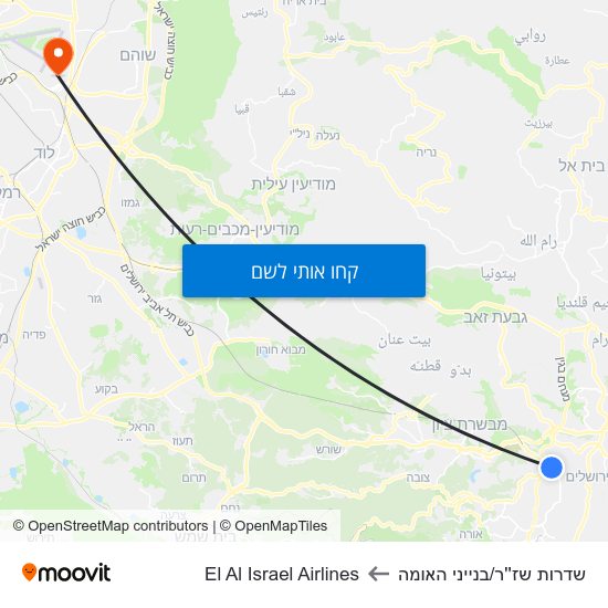 מפת שדרות שז''ר/בנייני האומה לEl Al Israel Airlines