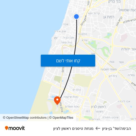 מפת הבימה/שד' בן-ציון למנחת טיסנים ראשון לציון