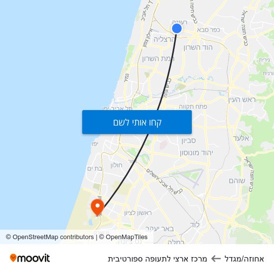 מפת אחוזה/מגדל למרכז ארצי לתעופה ספורטיבית