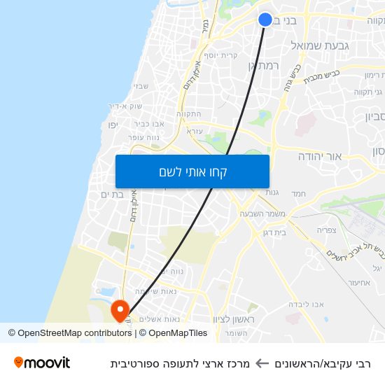 מפת רבי עקיבא/הראשונים למרכז ארצי לתעופה ספורטיבית