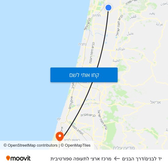 מפת יד לבנים/דרך הבנים למרכז ארצי לתעופה ספורטיבית