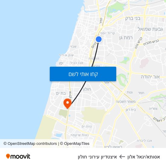 מפת אסותא/יגאל אלון לאיצטדיון עירוני חולון