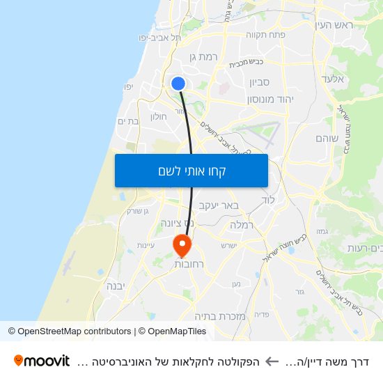 מפת דרך משה דיין/ההגנה להפקולטה לחקלאות של האוניברסיטה העברית