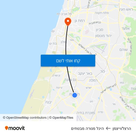 מפת הרצל/וייצמן להיכל מנורה מבטחים