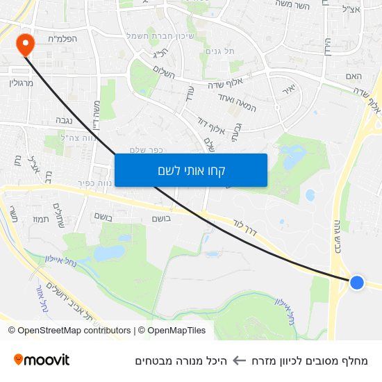 מפת מחלף מסובים   לכיוון מזרח להיכל מנורה מבטחים