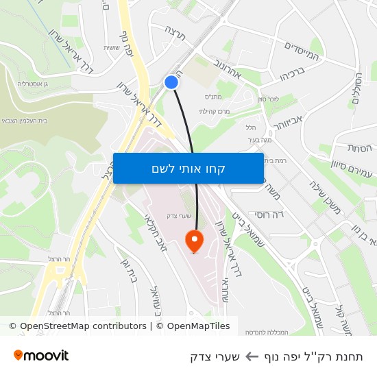 מפת תחנת רק''ל יפה נוף לשערי צדק