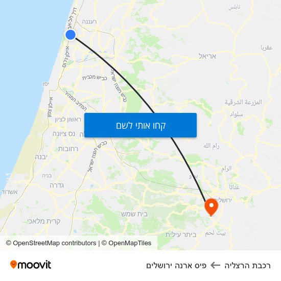 מפת רכבת הרצליה לפיס ארנה ירושלים