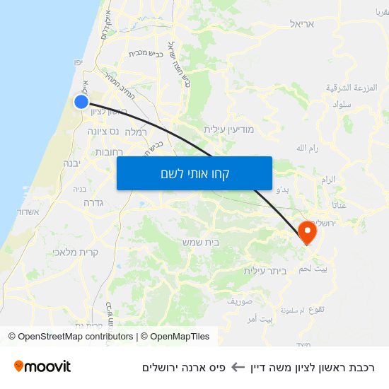 מפת רכבת ראשון לציון משה דיין לפיס ארנה ירושלים