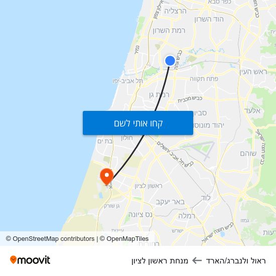 מפת ראול ולנברג/הארד למנחת ראשון לציון