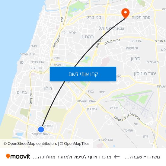 מפת משה דיין/אברהם בר למרכז דוידוף לטיפול ולמחקר מחלות הסרטן