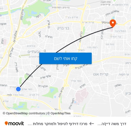 מפת דרך משה דיין/ההגנה למרכז דוידוף לטיפול ולמחקר מחלות הסרטן