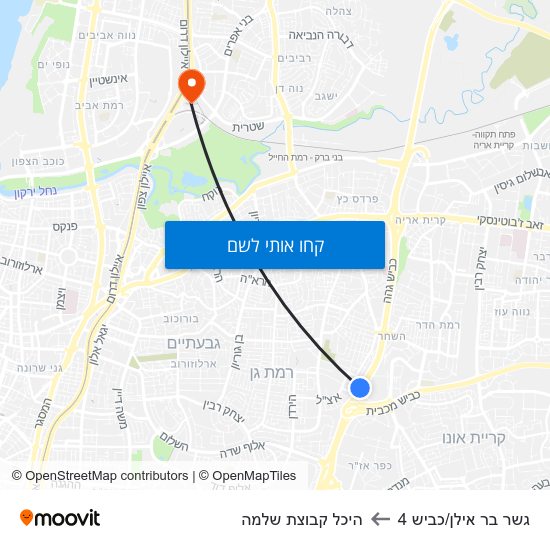 מפת גשר בר אילן/כביש 4 להיכל קבוצת שלמה