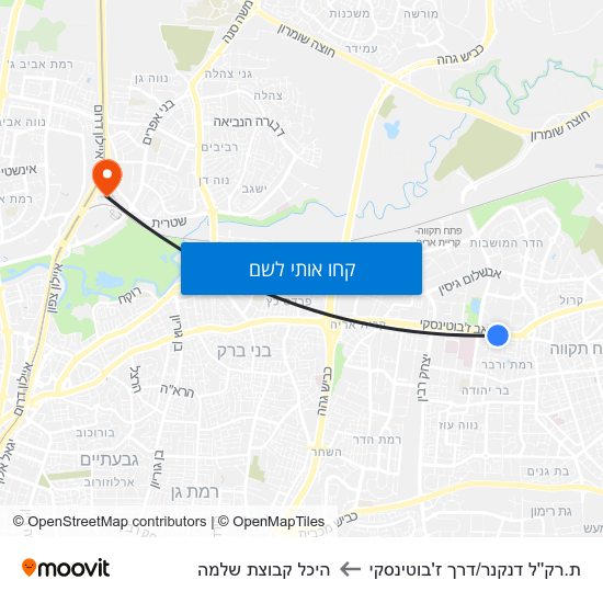 מפת ת.רק''ל דנקנר/דרך ז'בוטינסקי להיכל קבוצת שלמה