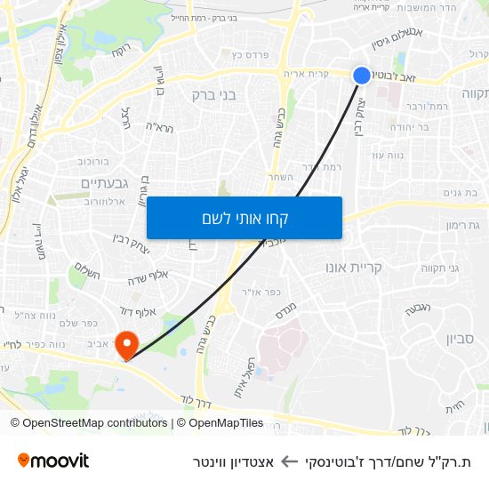 מפת ת.רק''ל שחם/דרך ז'בוטינסקי לאצטדיון ווינטר