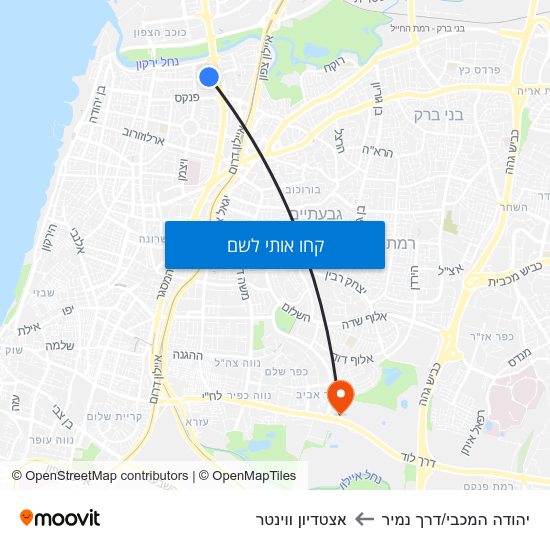 מפת יהודה המכבי/דרך נמיר לאצטדיון ווינטר