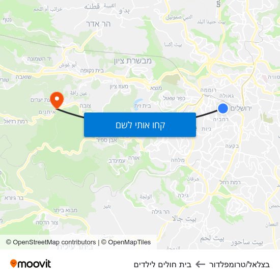 מפת בצלאל/טרומפלדור לבית חולים לילדים