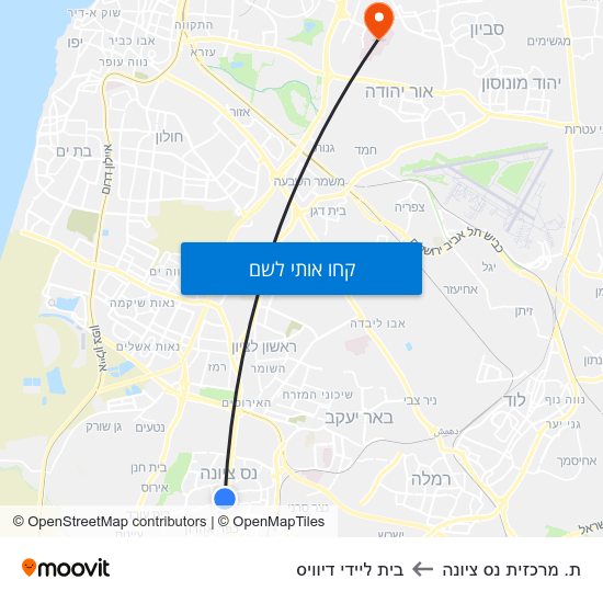 מפת ת. מרכזית נס ציונה לבית ליידי דיוויס