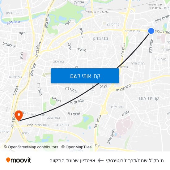 מפת ת.רק''ל שחם/דרך ז'בוטינסקי לאצטדיון שכונת התקווה