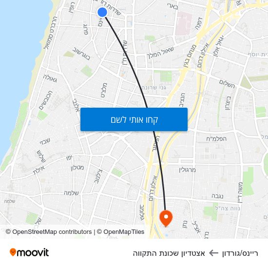 מפת ריינס/גורדון לאצטדיון שכונת התקווה