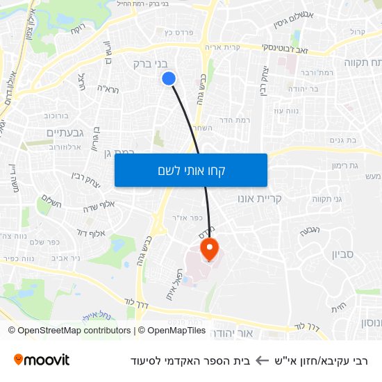 מפת רבי עקיבא/חזון אי''ש לבית הספר האקדמי לסיעוד