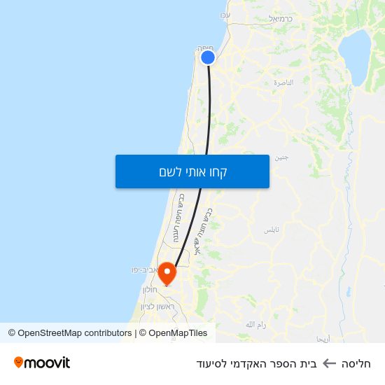 מפת חליסה לבית הספר האקדמי לסיעוד