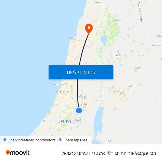 מפת רבי עקיבא/אור החיים לאיצטדיון עירוני כרמיאל