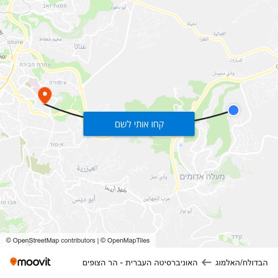 מפת הבדולח/האלמוג להאוניברסיטה העברית - הר הצופים