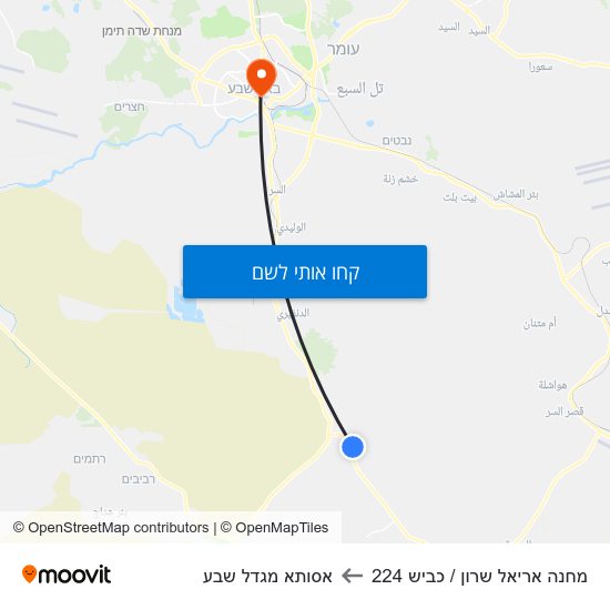 מפת מחנה אריאל שרון / כביש 224 לאסותא מגדל שבע