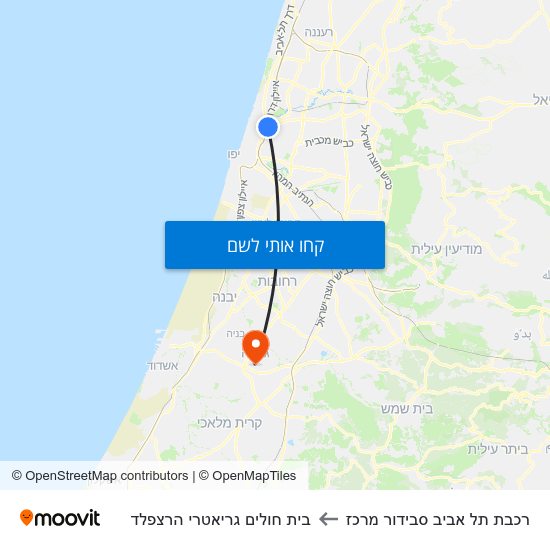 מפת רכבת תל אביב סבידור מרכז לבית חולים גריאטרי הרצפלד