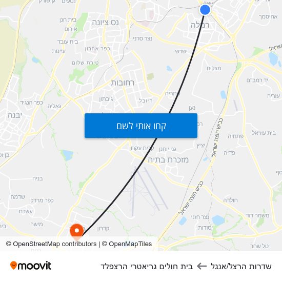 מפת שדרות הרצל/אנגל לבית חולים גריאטרי הרצפלד