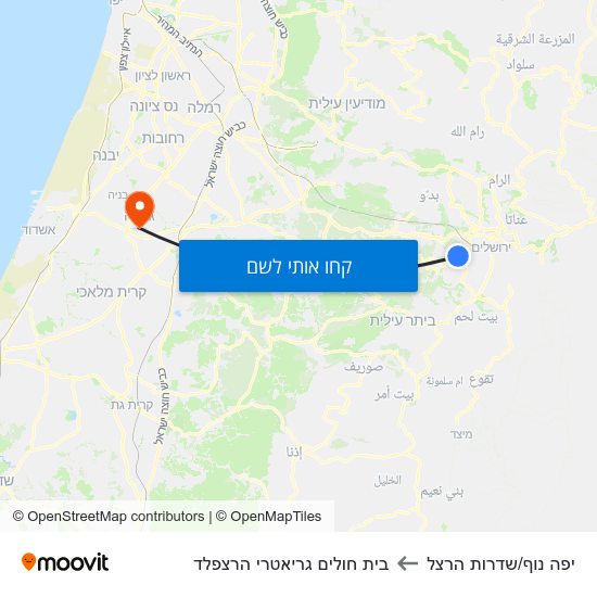 מפת יפה נוף/שדרות הרצל לבית חולים גריאטרי הרצפלד