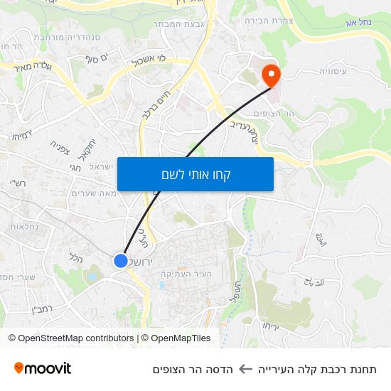 מפת תחנת רכבת קלה העירייה להדסה הר הצופים