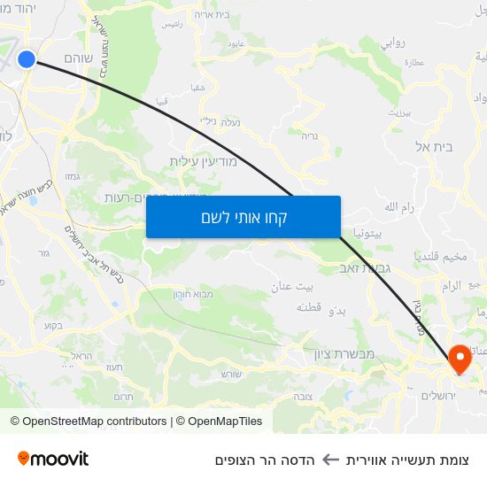 מפת צומת תעשייה אווירית להדסה הר הצופים