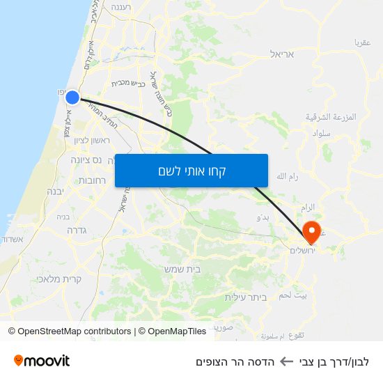 מפת לבון/דרך בן צבי להדסה הר הצופים