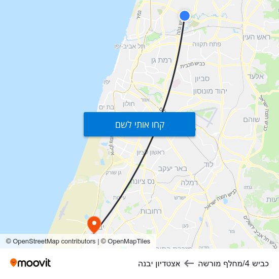 מפת כביש 4/מחלף מורשה לאצטדיון יבנה