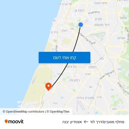 מפת מחלף מסובים/דרך לוד לאצטדיון יבנה