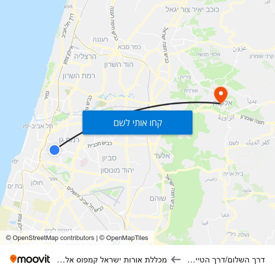 מפת דרך השלום/דרך הטייסים למכללת אורות ישראל קמפוס אלקנה