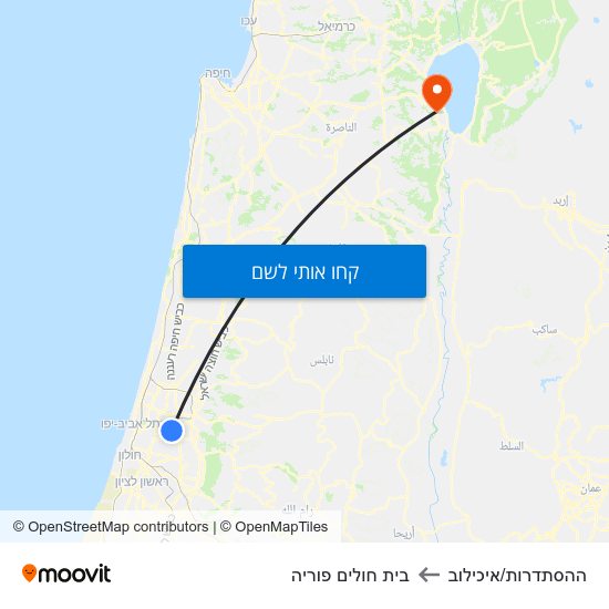 מפת ההסתדרות/איכילוב לבית חולים פוריה