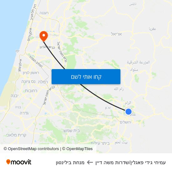 מפת עמיחי גידי פאגלין/שדרות משה דיין למנחת בילינסון