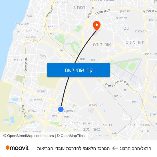 מפת הרצל/הרב הרצוג להמרכז הלאומי להדרכת עובדי הבריאות